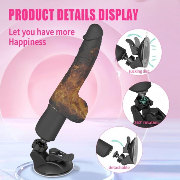 New high-simulation dildo for women: (SHD-S269). Telescopic swing vibration, full of temptation, with suction cup for strong playability, soft liquid silicone skin feel, trial production is scarce, and explosive power is strong! Top medical silicone material + ABS high-quality material, black, 9 gears + neutral + 1 heating mode, product size: 317mm*76mm*36mm, weight: 408g, maximum noise: <58 decibels, battery capacity: lithium battery 3.7v/800mAh, magnetic USB charging, charging time 150 minutes, working time 45-120 minutes, waterproof performance: IPX7.