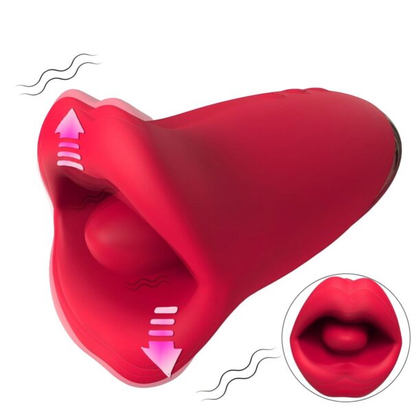 New female personalized mouth-shaped tongue licker (SHD-S595). Clamping vibration stimulation, adsorption, mouth shape is very attractive! Healthy liquid silicone material + ABS + electroplating parts, red, 3 gears 6 frequencies (vibration) 3 gears 6 frequencies (tongue licking lips opening and closing) with neutral gear, product size: 129.33mm*55.47mm*50.29mm, weight: 199.8g, maximum noise: <56 decibels, battery capacity: polymer lithium battery 3.7v/600mAh, charging mode: magnetic USB charging (does not work during charging), charging time <123min, working time: maximum power is not less than 57min, minimum power is not less than 71min, waterproof performance: IPX7.