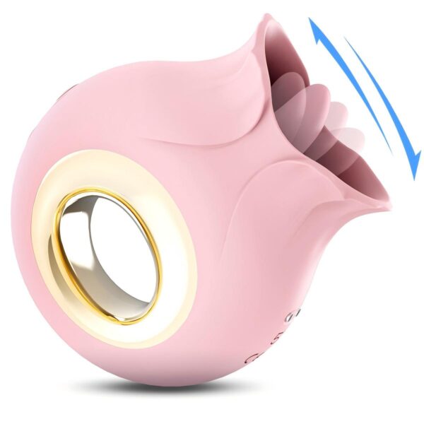 New female hot flower-shaped tongue licking vibrator (SHD-S376). Real tongue licking experience, simple design, stylish and atmospheric, the real effect is very tempting! ABS + top medical silicone material, pink, 9-frequency vibration + 9-frequency swing + neutral, product size: 94.8mm*81.4mm*35.7mm, weight: 100.3g, maximum noise: <58 decibels, battery capacity: lithium battery 3.7v/140mAh, magnetic USB charging, charging time <47 minutes, working time not less than 60 minutes, waterproof performance: IPX7.
